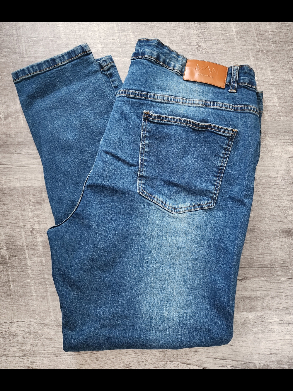MAN BoohooMan  Size 44 Men's Blue Denim Jeans - Casual Stretch Fit